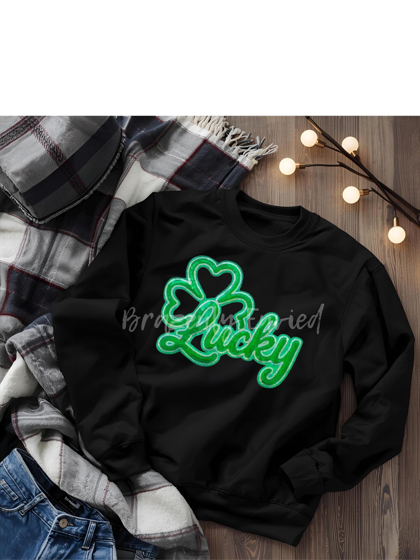 St Patrick's Day Shamrock Patch Lucky Sequins Iron On Applique