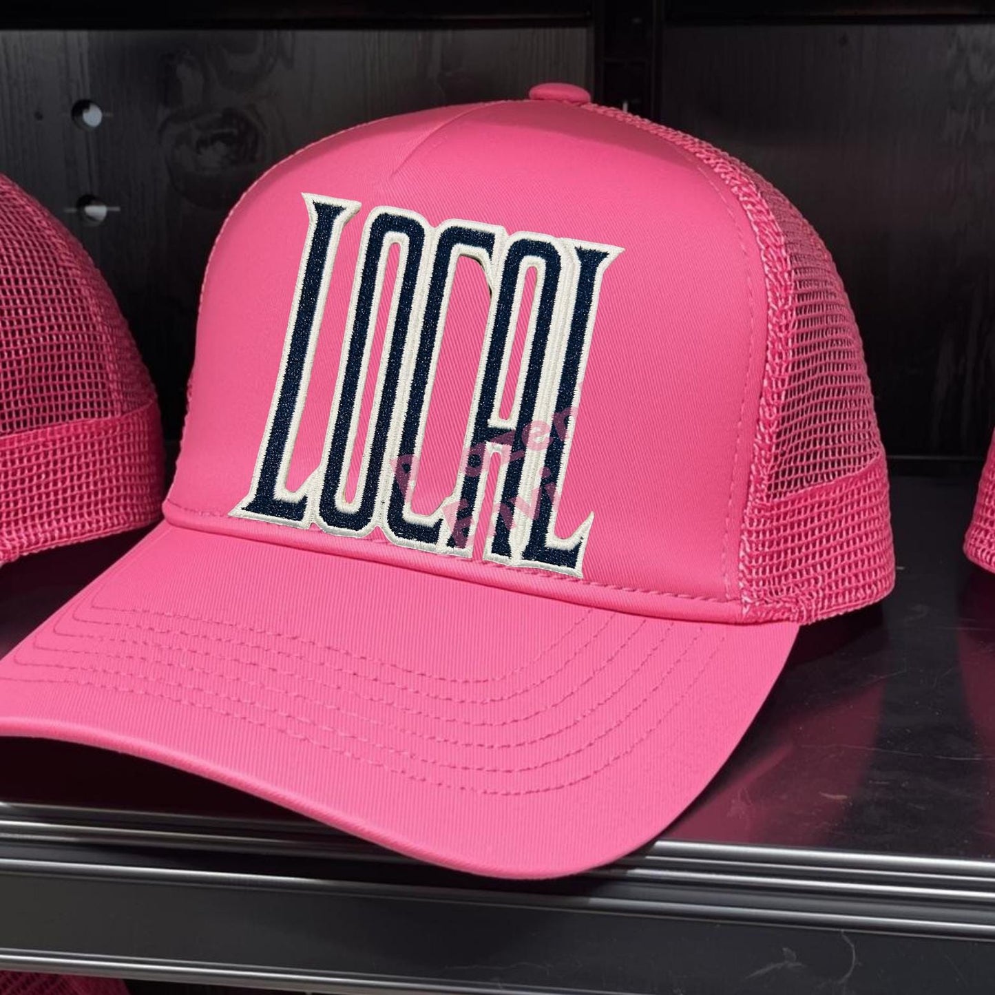 Hat Patch Golf Cart Pink /White Sequins Iron On (3.75"W x 3.5"H)