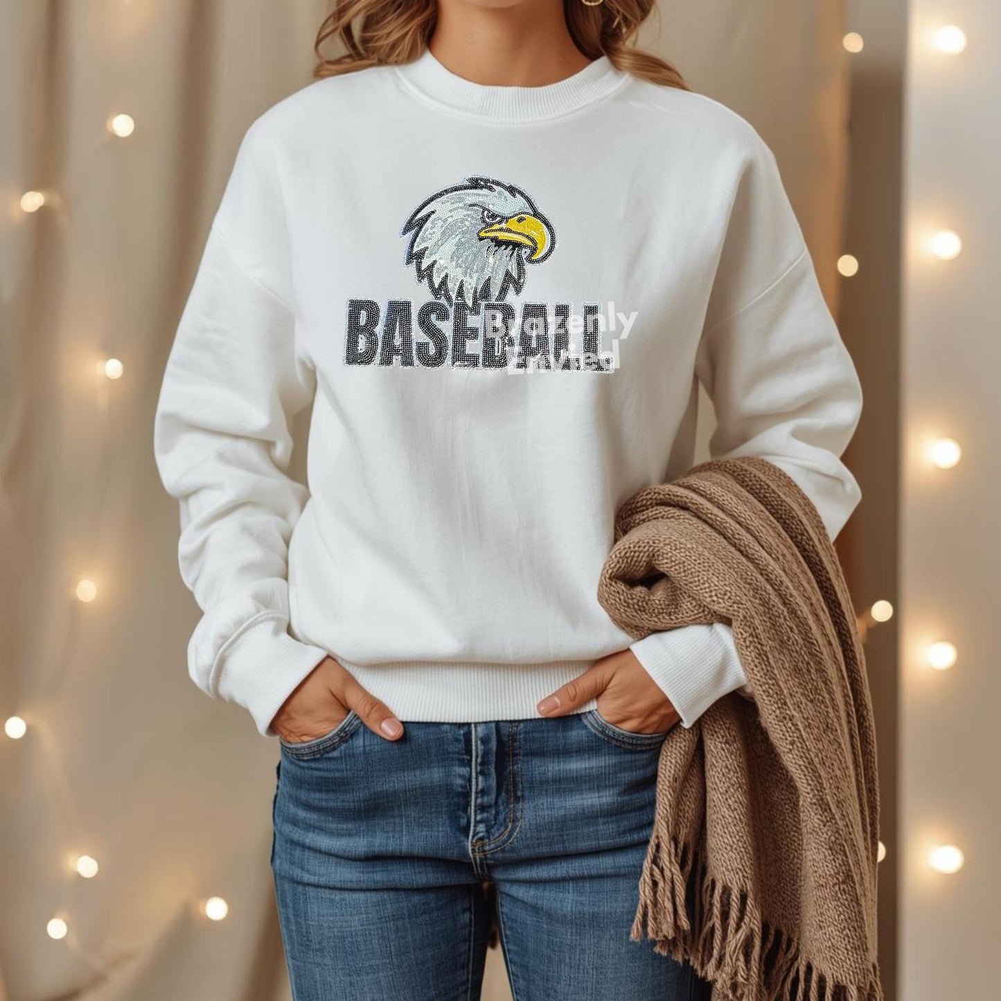 Eagle Patch Baseball Sequin Iron On Applique