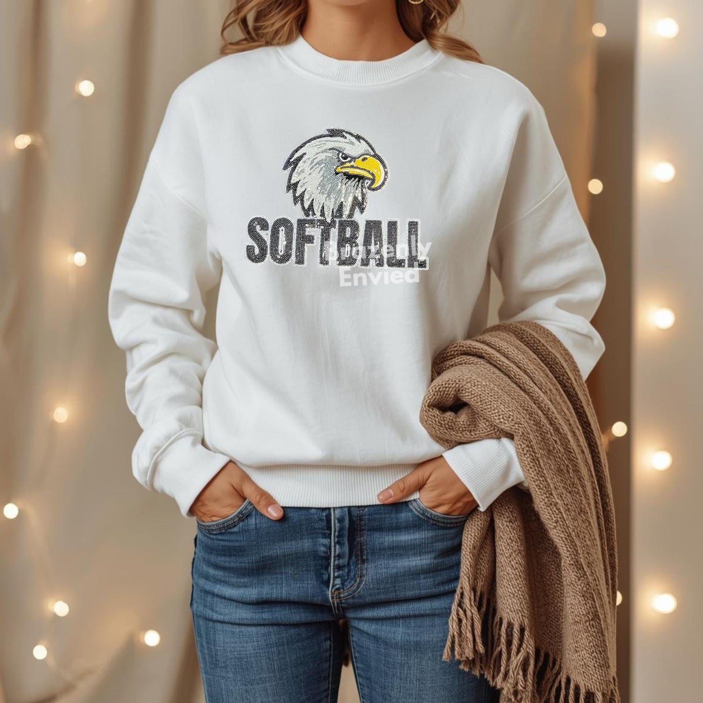 Eagle Patch Softball Sequin Iron On Applique