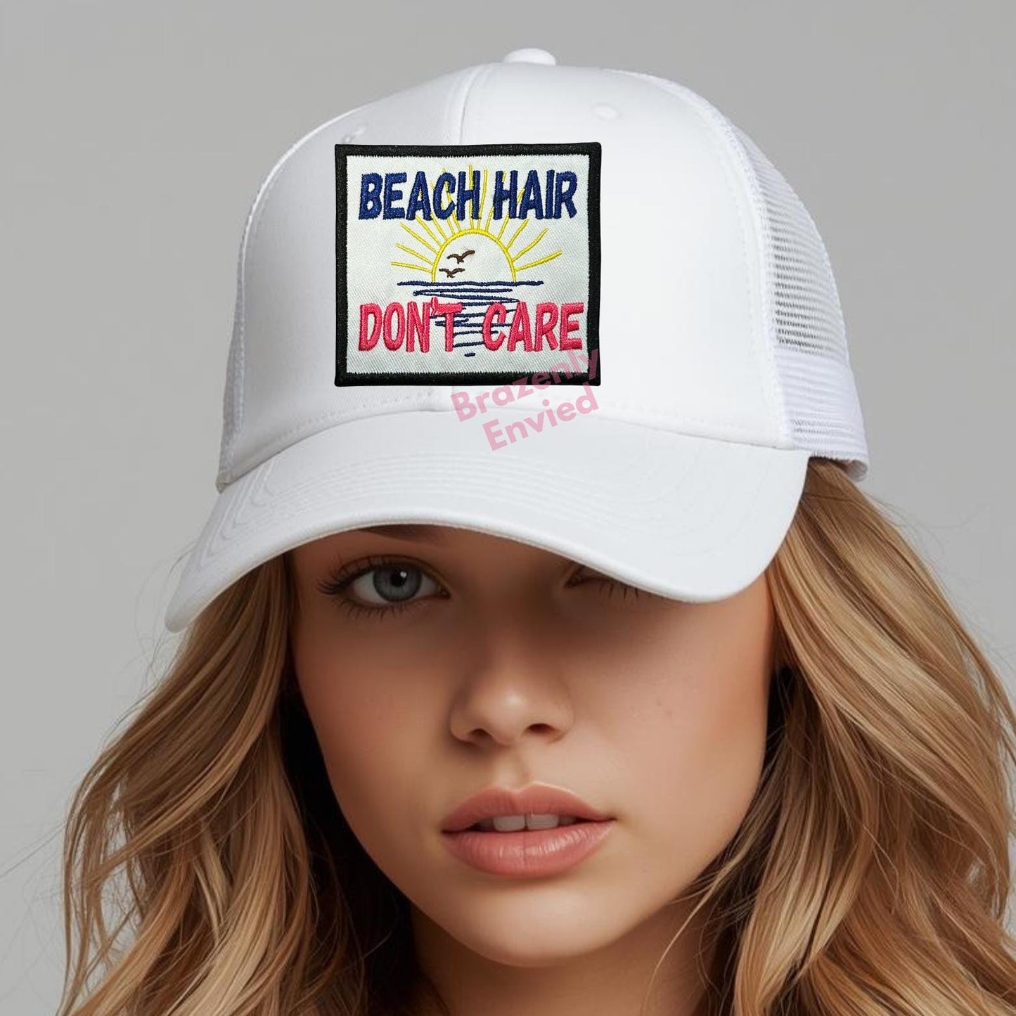 Hat Patch Beach Hair Don't Care Patch (3.25"W x 3."H)
