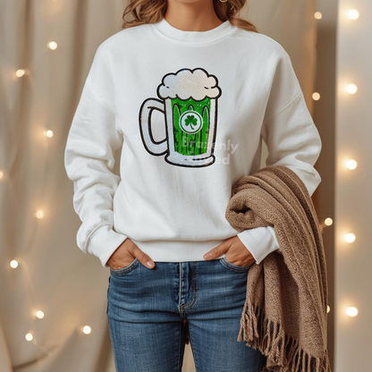 Shamrock Sequins Patch: St Patrick's Day Applique (10"H x 8"W)