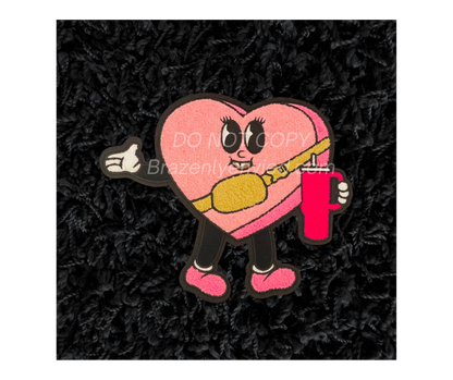 Valentine: Pink Heart Person Chenille Patch