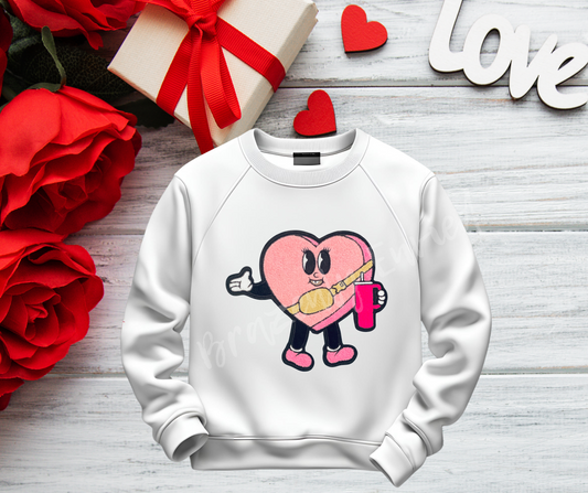 Valentine: Pink Heart Person Chenille Patch