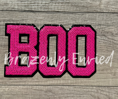 Halloween Patch Pink Boo Sequins Patch