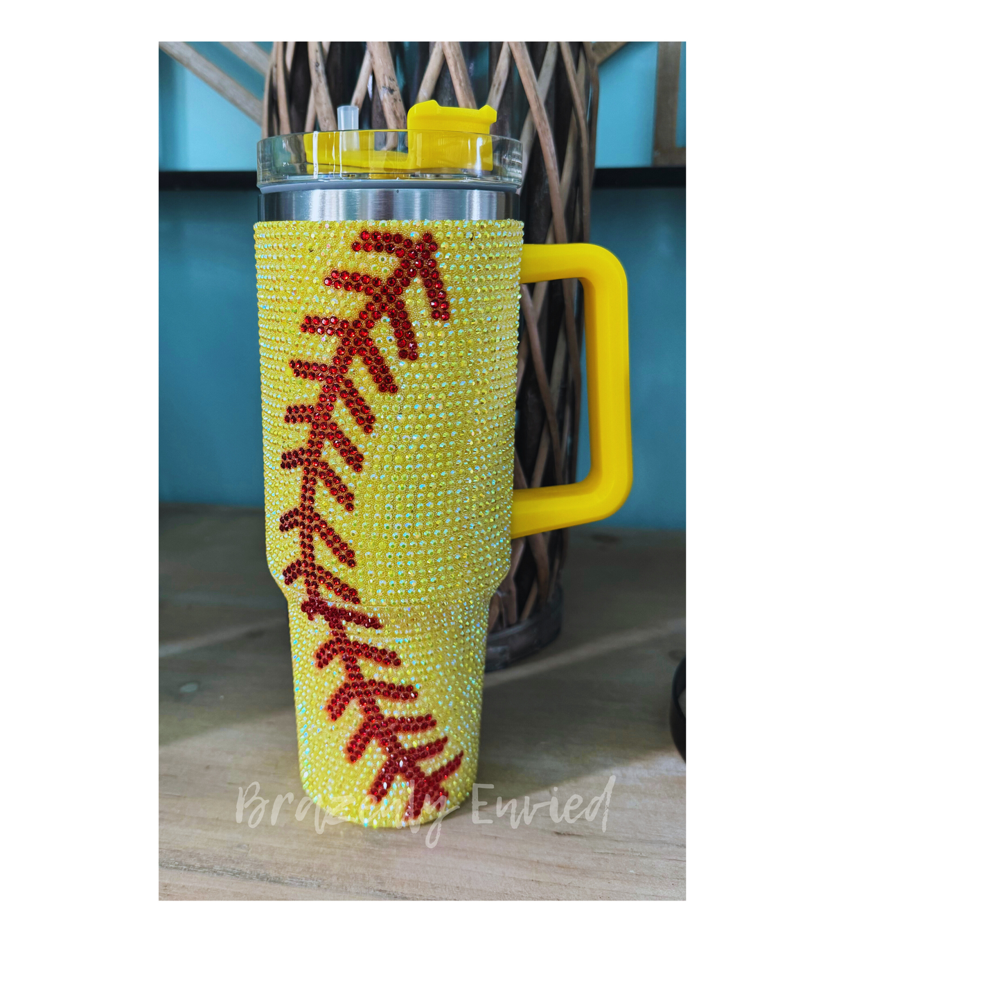 40 Ounce Stainless Rhinestone Studded Softball Tumblers 40 oz
