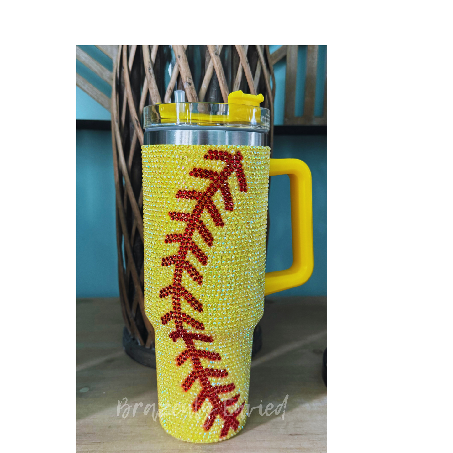 40 Ounce Stainless Rhinestone Studded Softball Tumblers 40 oz
