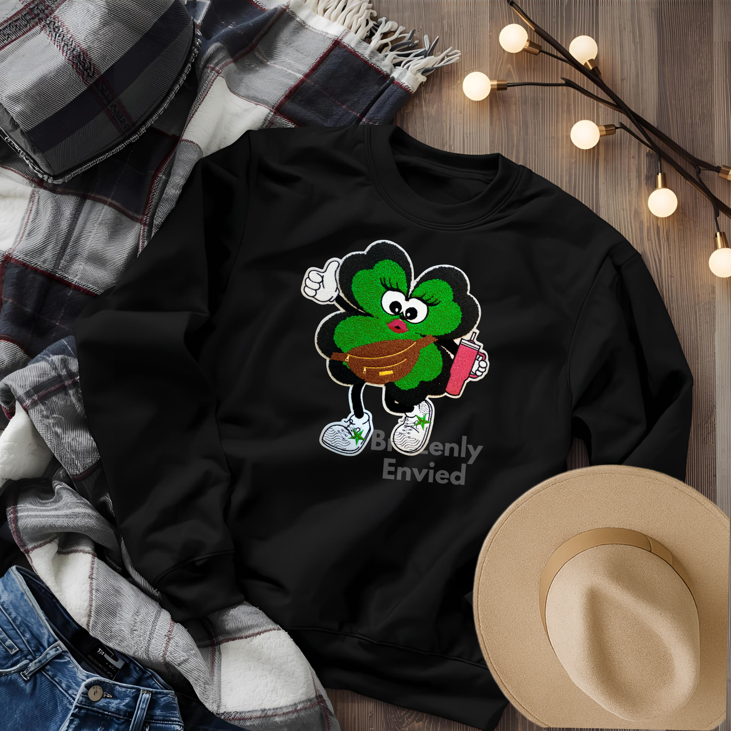 St Patrick's Day Chenille Patch 4 Leaf Clover Iron On