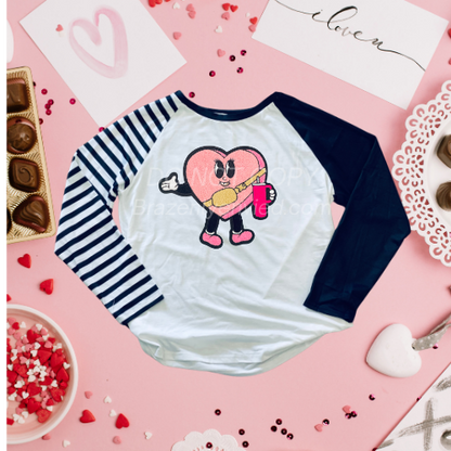 Valentine: Pink Heart Person Chenille Patch