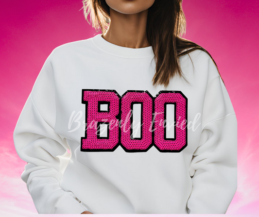 Halloween Patch Pink Boo Sequins Patch