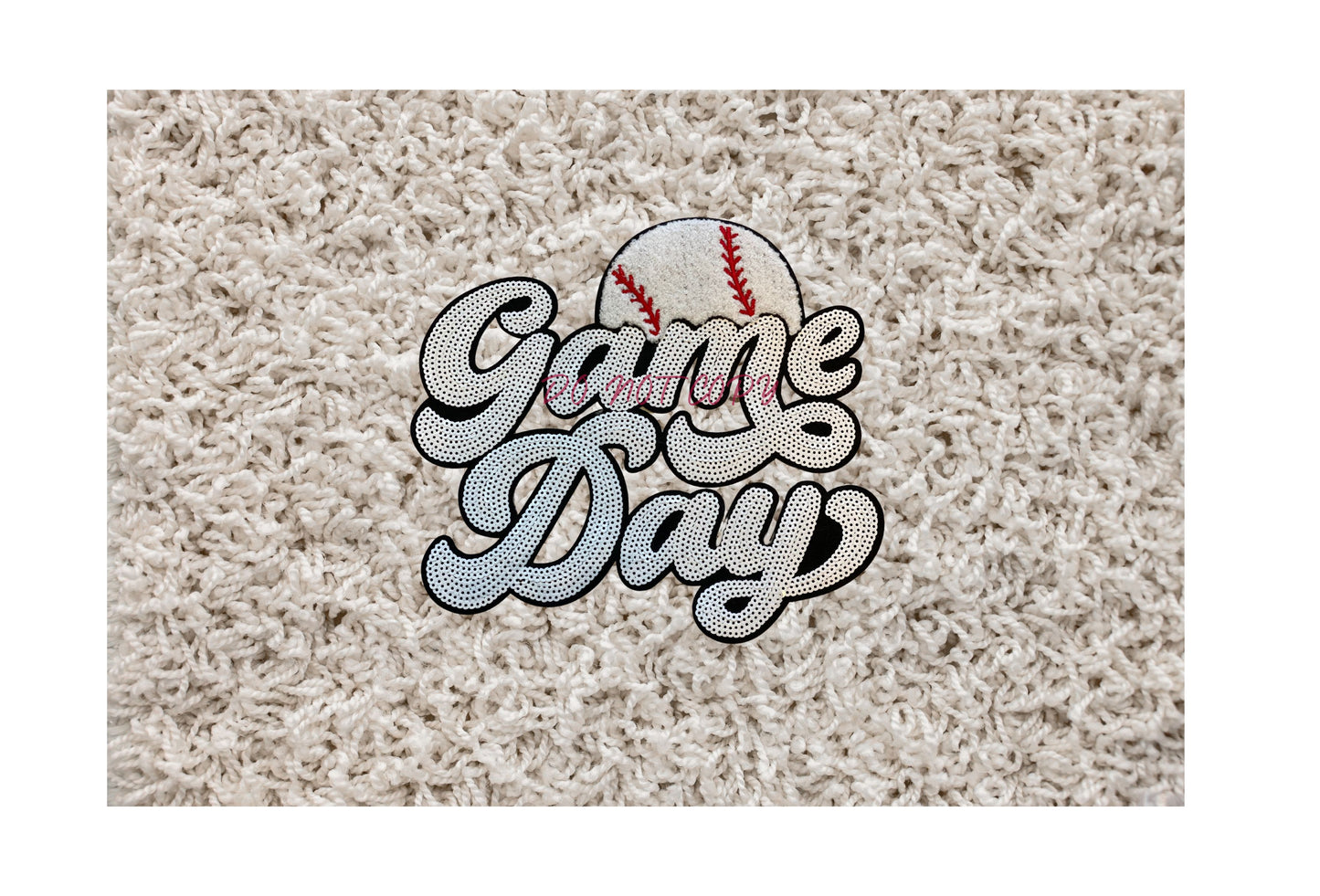 Sports Patch = Baseball Chenille and Sequins Patch Game Day Baseball