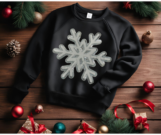 Popular New Design - Christmas Chenille Patch - White Vintage style  Snowflake Patch Great for Shirts and Jackets Christmas-  heat press ready.