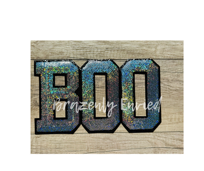 Halloween Patch Silver Boo Sequin Patch