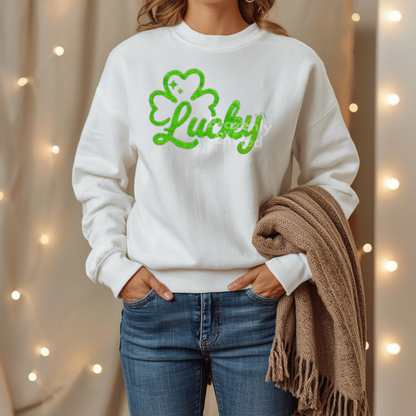 St Patrick's Day Patch  Lucky Fluffy Iron On Applique