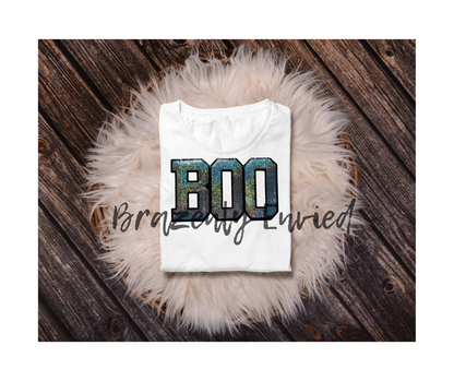 Halloween Patch Silver Boo Sequin Patch