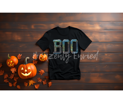 Halloween Patch Silver Boo Sequin Patch