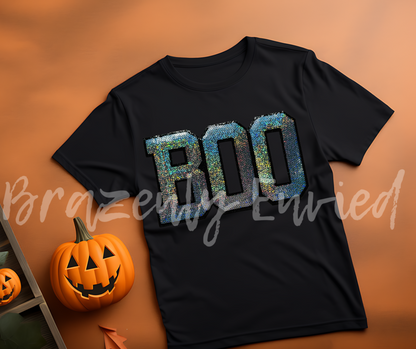 Halloween Patch Silver Boo Sequin Patch