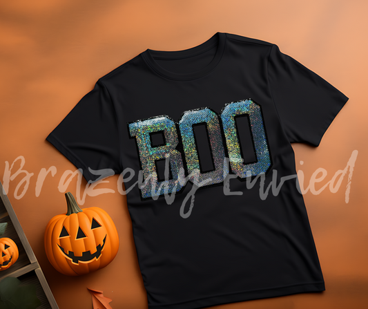 New Halloween Boo Sequins Patch Silver