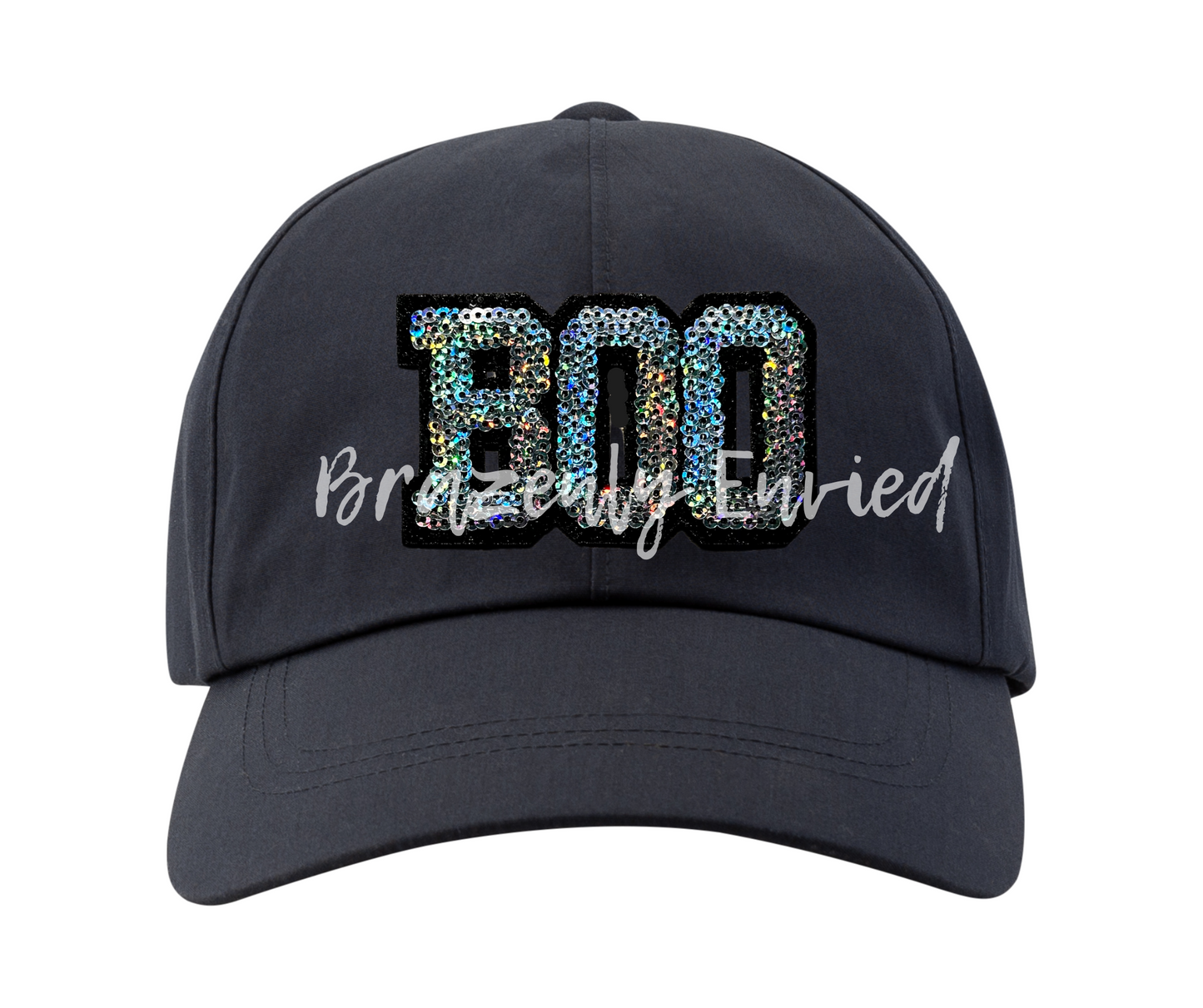 New Halloween trucker Hat  Boo Sequins Patch Silver