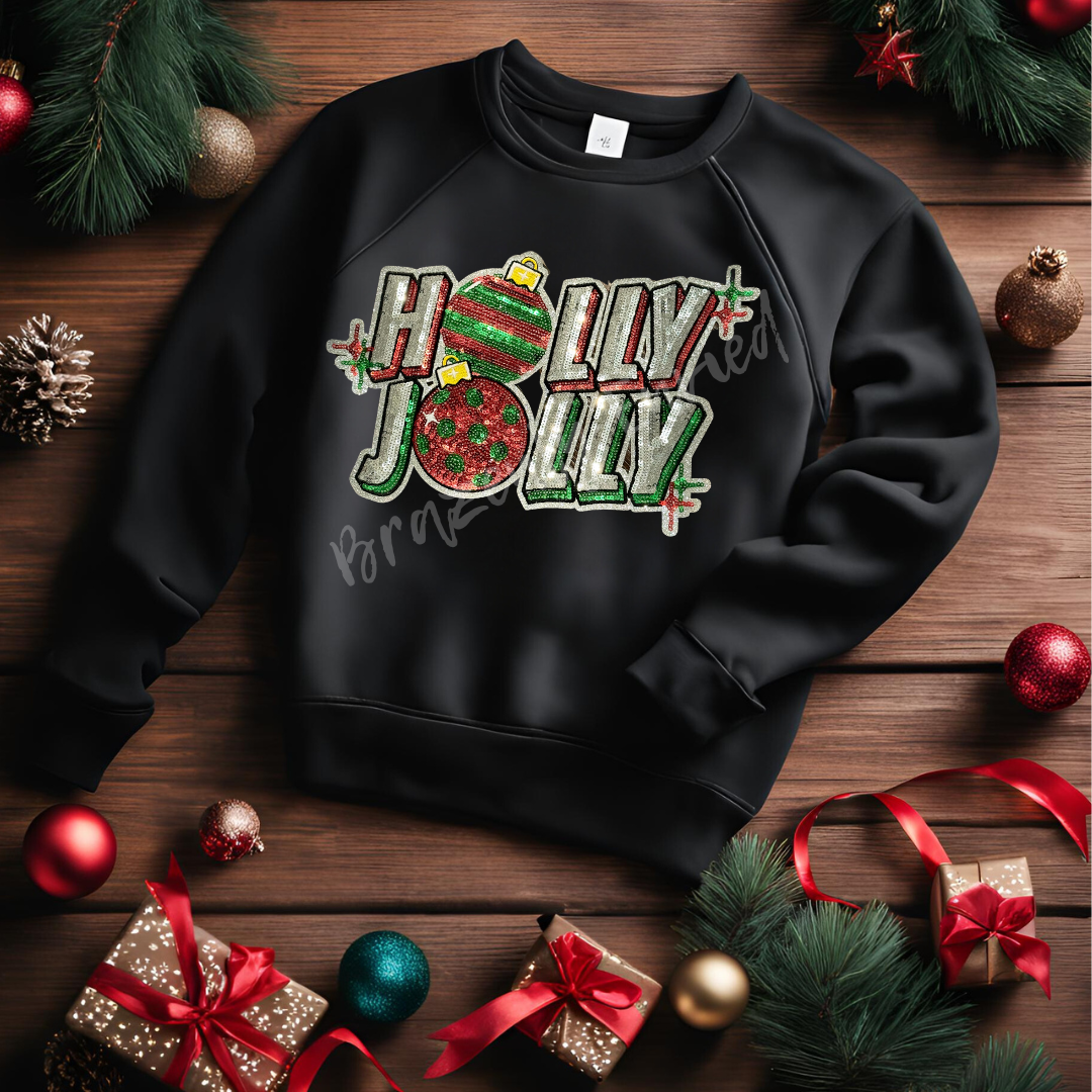 NEW Holly Jolly Patch | Iron On Patches | Sequins Christmas Patch | Great for Christmas Sweatshirts and Christmas Gifts