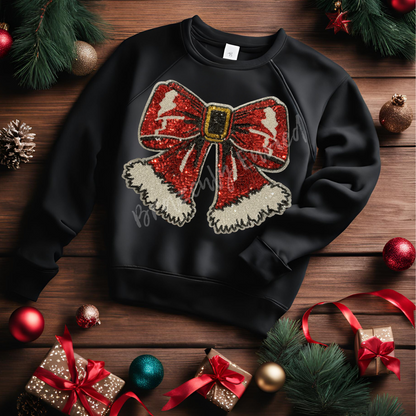 Popular New Design Christmas Sequin Santa Bow Patch Red Vintage Santa Patch Great for Shirts /Jackets Christmas heat press ready Very classy