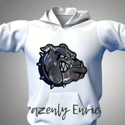 BULLDOG Patch| Silver Sequins with Blue Collar
