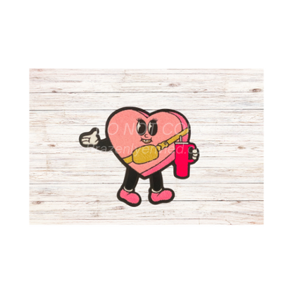 Valentine: Pink Heart Person Chenille Patch