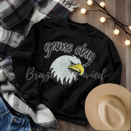 Sequin Eagle Iron-On Patch: Game Day Apparel (11.75" W x 10.5" H ) DIY Trendy Patch Iron on Patcg