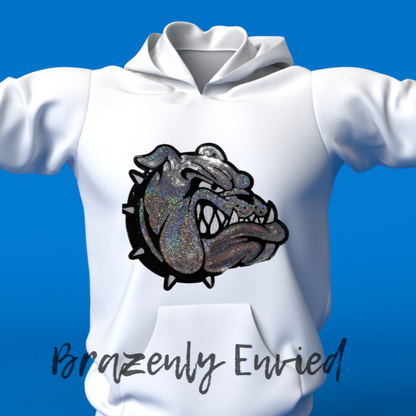 Bulldog Patch Silver Sequins with  Black Sequin Collar