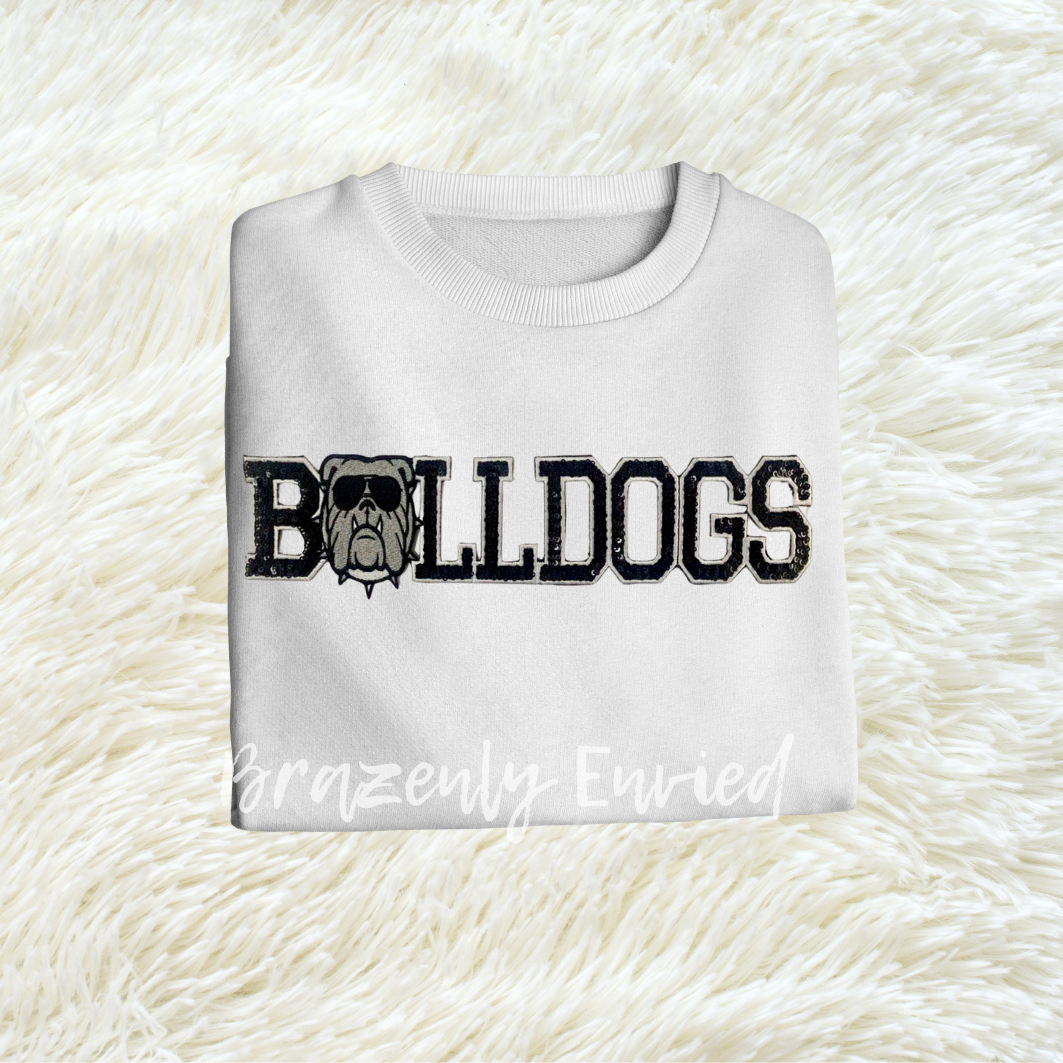 BULLDOGS Patch Sports Patch - BULLDOGS Sequin  Patch - 3.3in x 12 inch patch New Design fast shipping