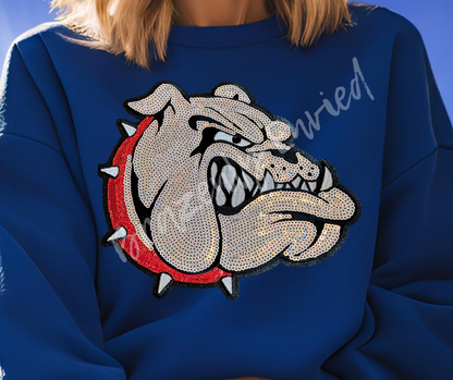 Bulldog Patch | Silver Sequins /Red Collar Sequins
