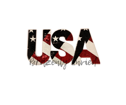USA Sequins Patch measures @ 6.5"h x 12"w  Beautiful Patch Great for Memorial day and 4th of July