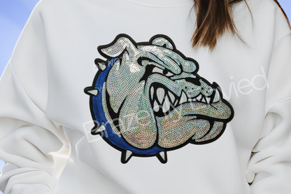 BULLDOG Patch| Silver Sequins with Blue Collar