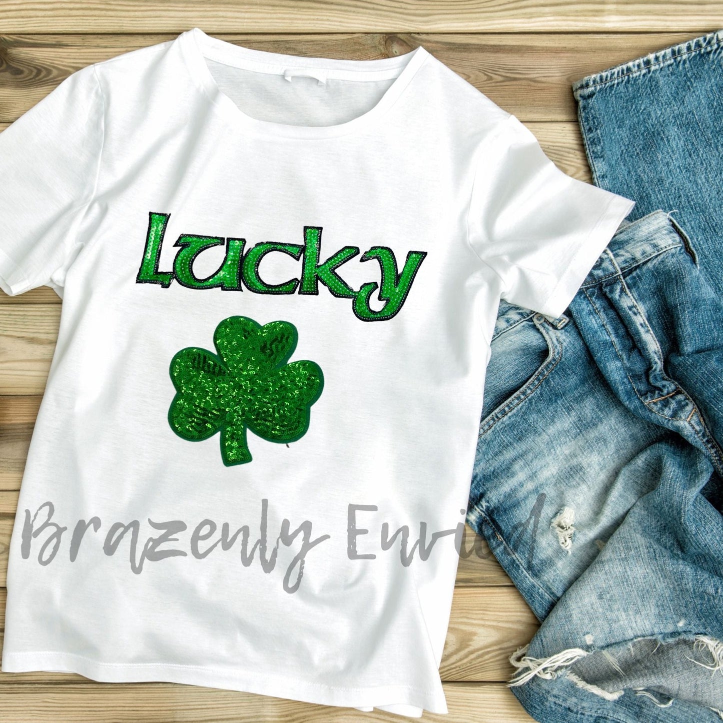 St Patrick's Day Lucky Sequin Patch with Sequin Shamrock Patch