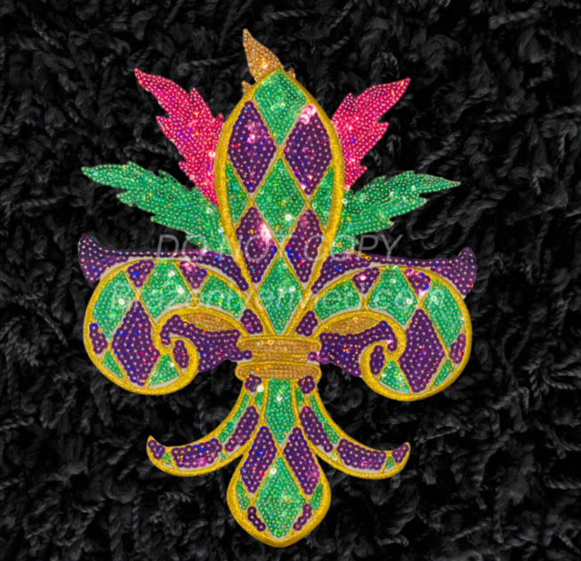 Mardi Gras Fleur De Lis Sequin Patch