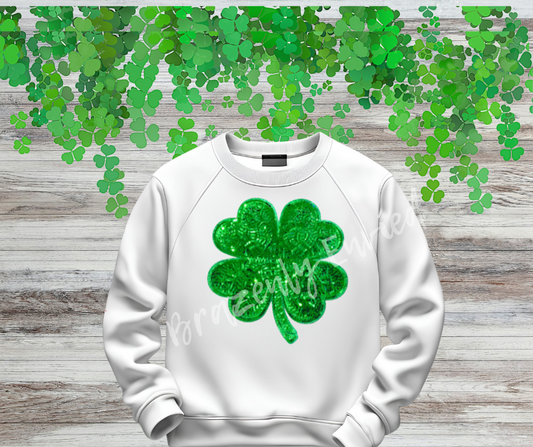 St Patricks Day Shamrock Sequins Patch