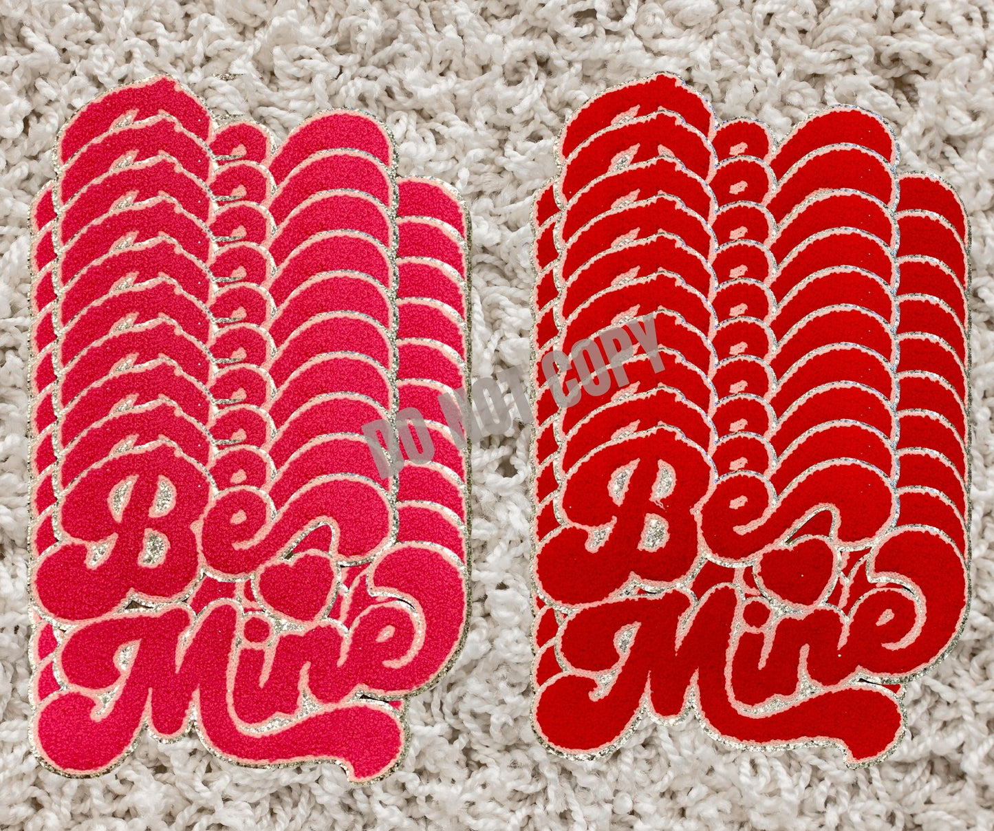 Wholesale/Bulk: Valentine: Be Mine 10 Red/ 10 Pink Chenille Patch