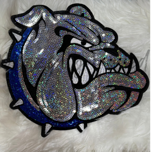 New Sequins BULLDOGS Patch Sports Patch Blue Collar