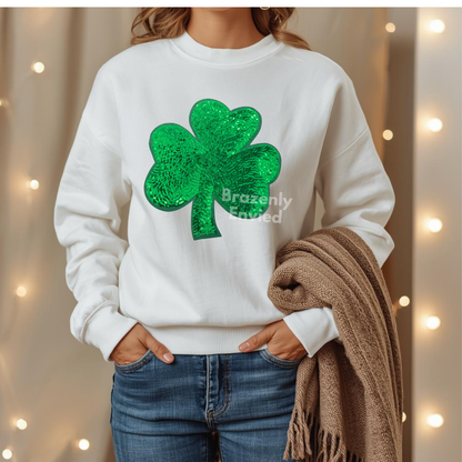 Sequin Shamrock Patch: St. Patrick's Day Clover Applique (11.0" x 10.75")