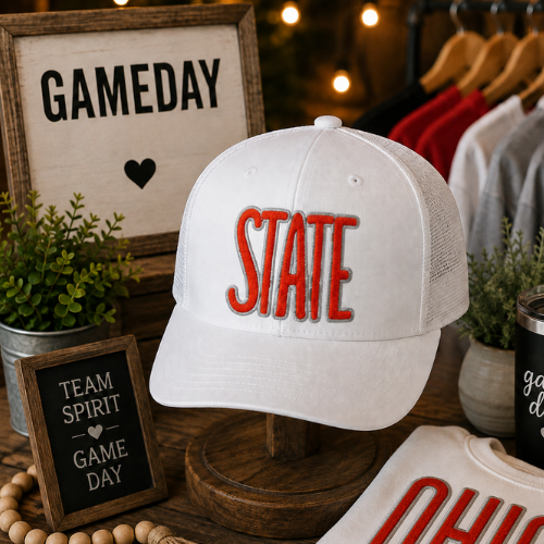 State Patch | Chenille Red Iron On