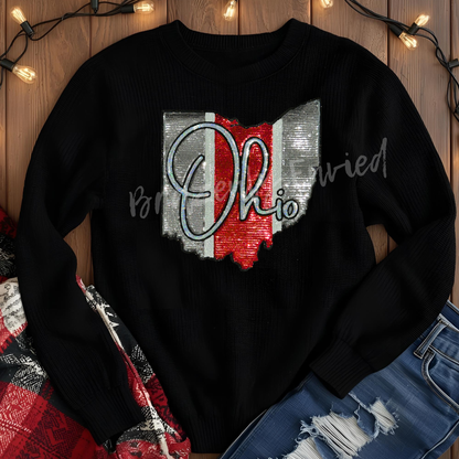 Ohio Patch| Ohio Sequins Patch |State of Ohio Script Sequins Patch