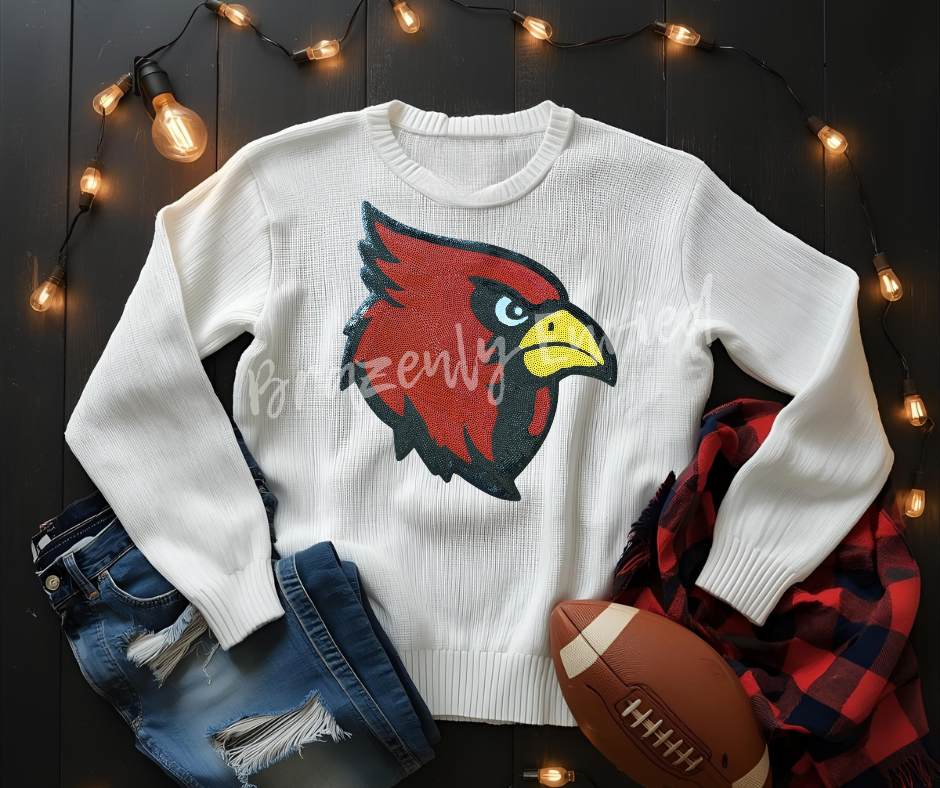 Cardinals Patch: Red Sequins Iron On Applique