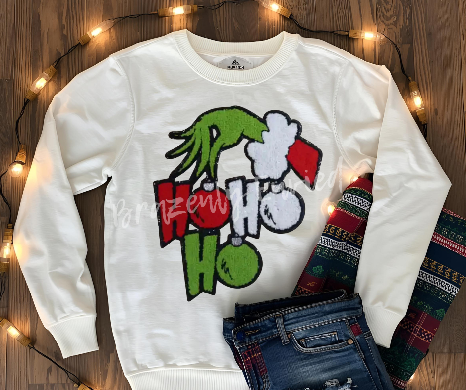 GRINCHY Patch | Ho Ho Ho Chenille Christmas Patch