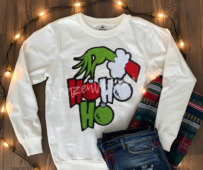 GRINCHY Patch | Ho Ho Ho Chenille Christmas Patch