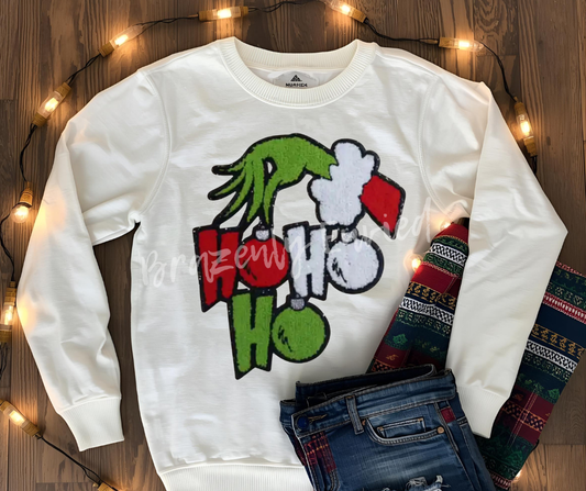 GRINCHY Patch | Ho Ho Ho Chenille Christmas Patch