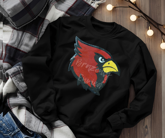 Cardinals Patch: Red Sequins Iron On Applique