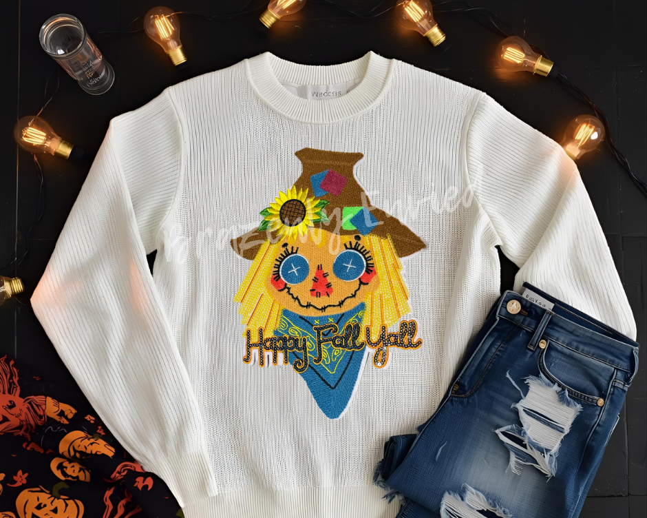 FALL PATCH Scarecrow Sequin Patch | Large Iron-On Fall Patch | Happy Fall Y’all