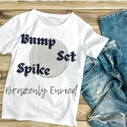 Volleyball Patch Sequins-Bump Set Spike