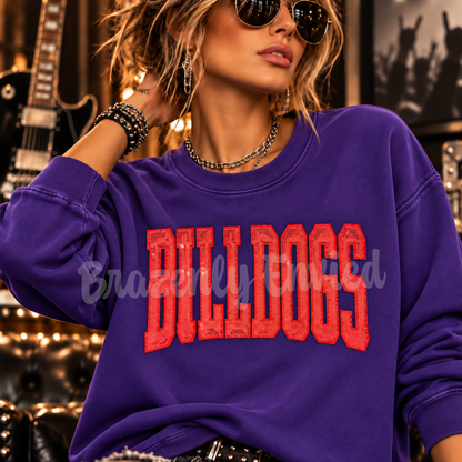 Bulldog Patch |Red Sequin & Embroidered Iron On Patch |  Boutique Quality Patch | Ready to Ship