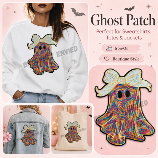 Halloween Ghost Sequins Patch with Bow